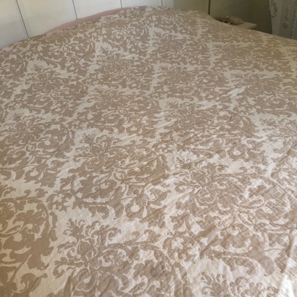 Pottery Barn Sorrel Toile Jacquard Duvet Cover Full Queen in Flax READ